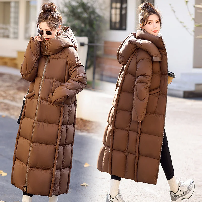 

Long Women Jacket Winter Coat Female Hooded Puffy Down Jacket Warm Fashion Parkas Thicken Outerwears 2024 New Korean Coats Down