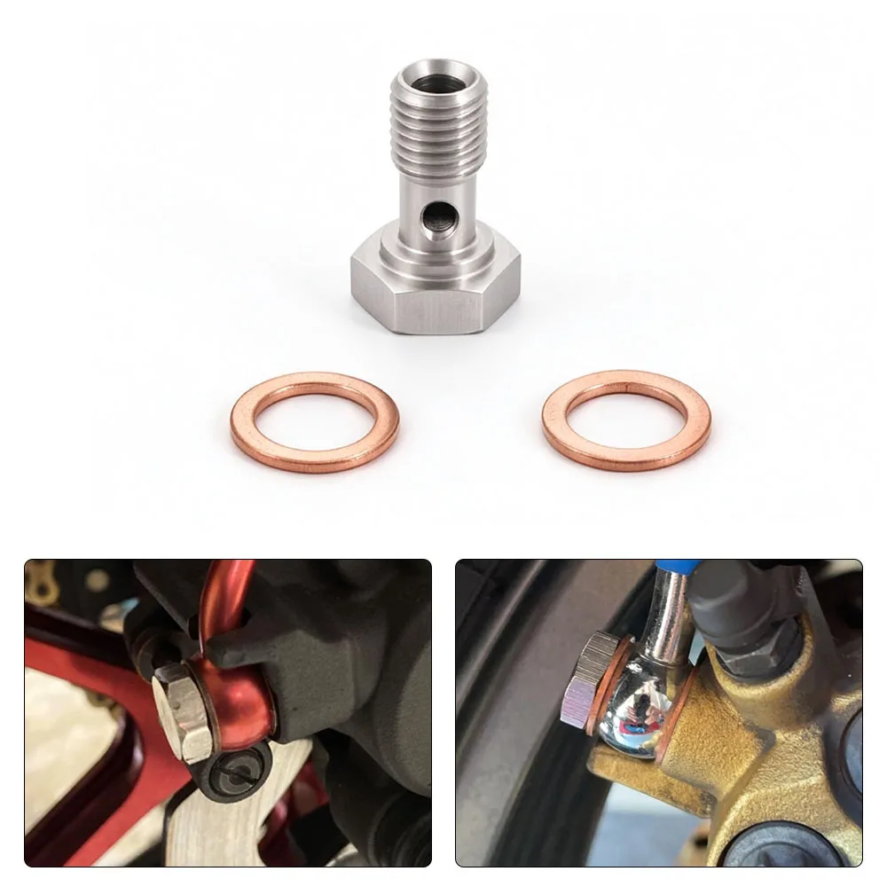 Banjo Bolt Stainless Steel Single with 2 x Copper Crush washers M10x1.0/M10x1.25 /M12x1.25/M12x1.5 For Oil Hose Brake hose
