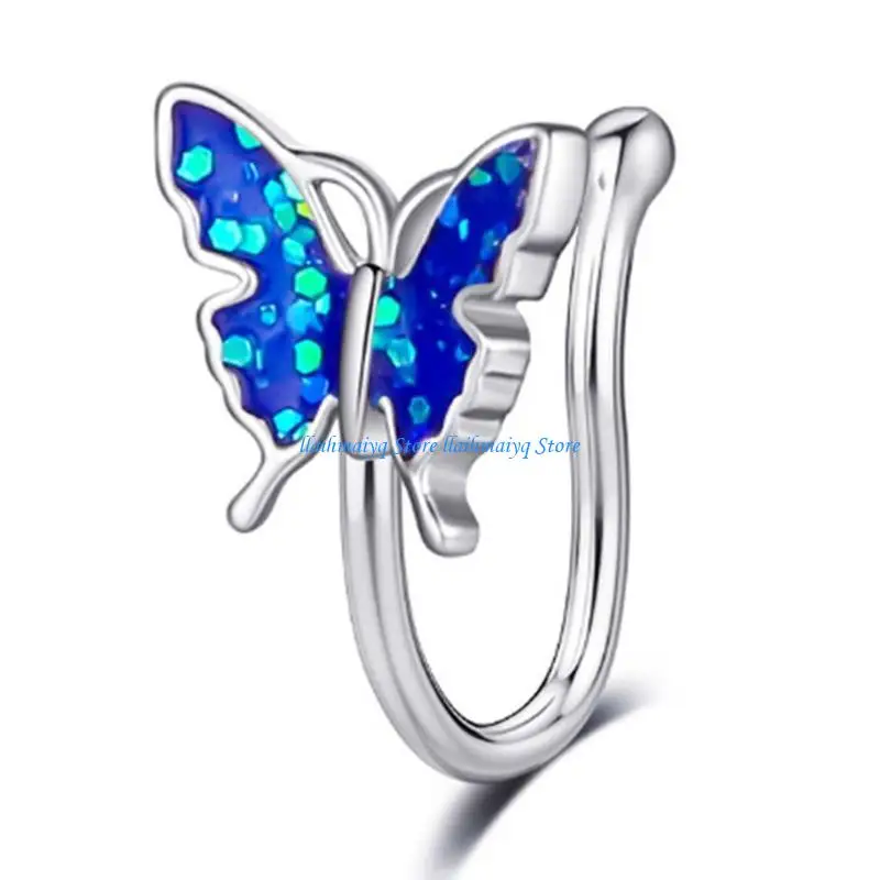 573B حلقة الأنف غير المثقوبة لطيفة لخاتم الأنف الفراشة للديكور #5