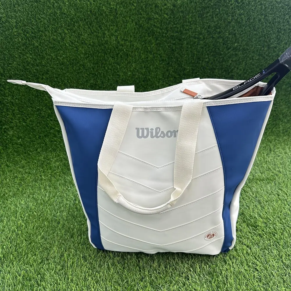Wilson 2024 Roland Garros Tote Tennis Racquet Bag Match Team Light Sports Tennis Bag for Racket With Fleece-Lined Pocket Beige