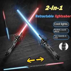 2pcs 2 in 1 Laser Sword Red and Blue Double Swords Role Playing Glowing Weapons Holiday Party Photo Props Kids Toy Gifts