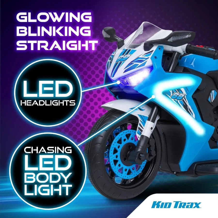 6V グロー電動幼児用バイク - 幼児用バイク、屋内/屋外用おもちゃ、耐久性、LED ヘッドライトとボディライト、リアルな S