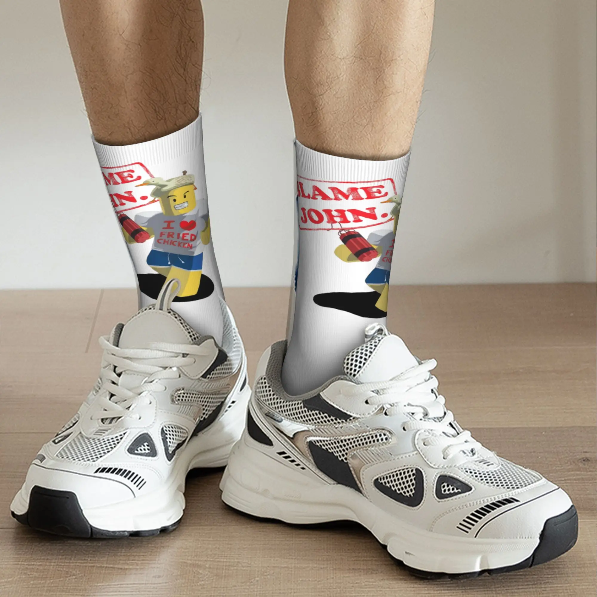 Shedletsky Blame John Forsakens ソックス メンズ レディース 面白い靴下 原宿 春 夏 秋 冬 ミドルチューブソックス ギフト、