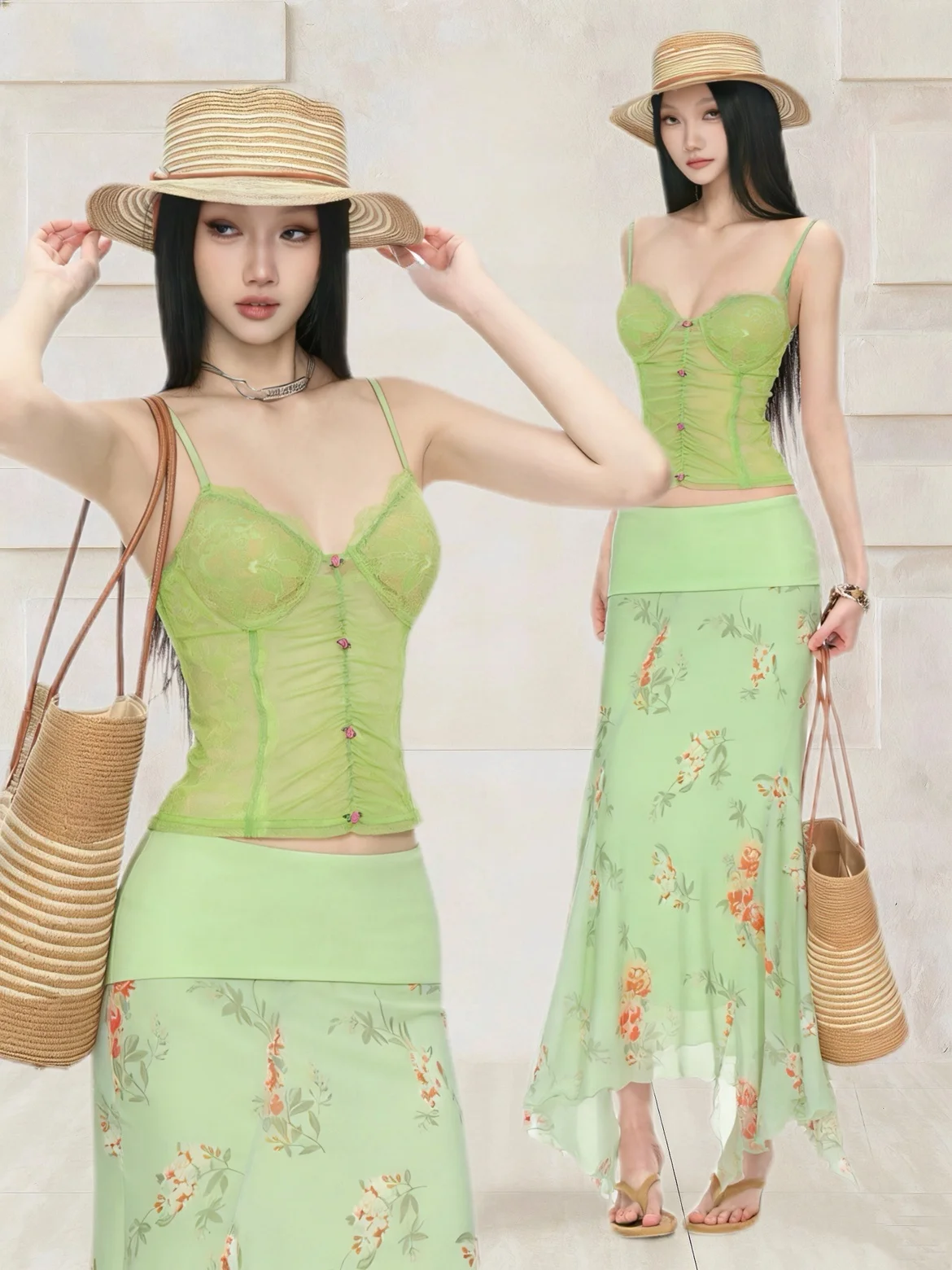 

Сексуальный летний комплект из топа-халтера с цветочным принтом и юбки с эффектом утяжки живота, модный женский костюм из двух предметов, без рукавов, на одно плечо