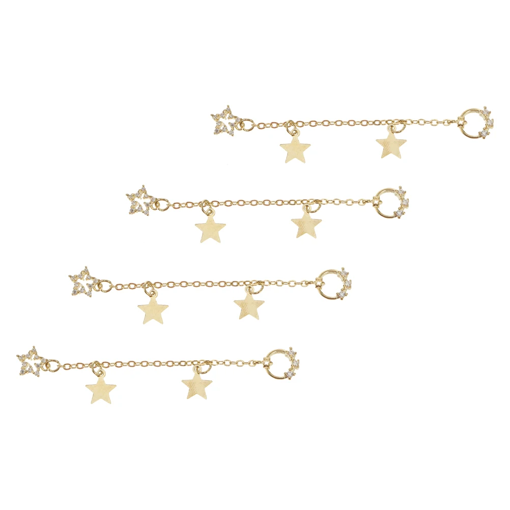 

4Pcs Nail Art Chain Pendants Creative Alloy Star Decorations DIY Manicure Accessories Nail Art Chains Women Gift