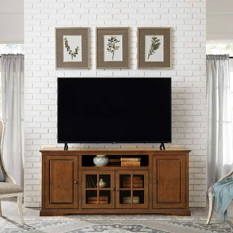 for American Home Retro Cherry Wood 64 inch TV Cabinet with Drawer Storage Factory Custom Cross-border Foreign Trade