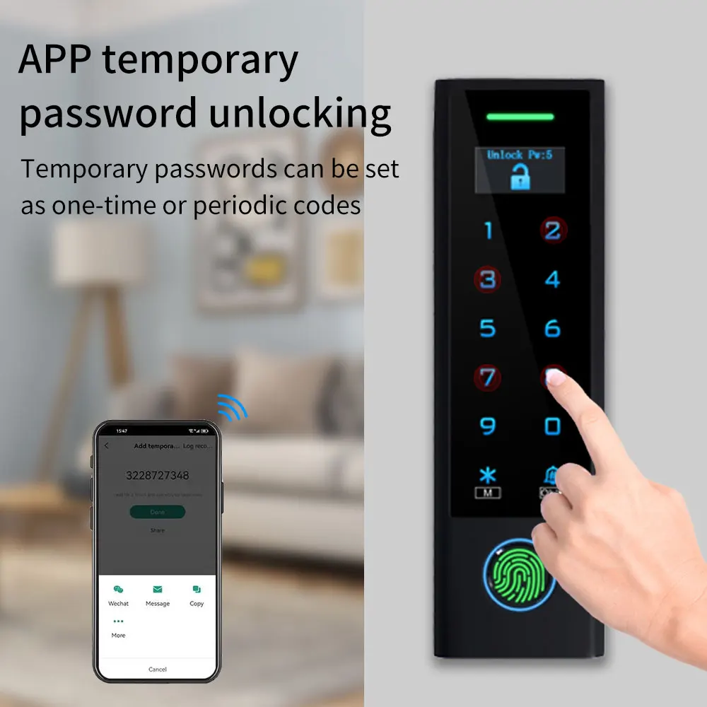 WIFI Tuya APP Smart Fingerprint RFID Access Control Keypad with Display Touch Waterproof 125Khz Door Opener Keyless Lock System
