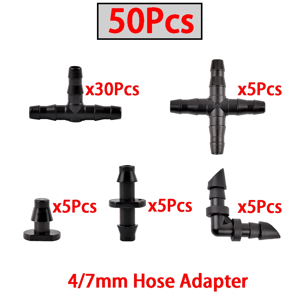 10-50 Uds 0 ~ 60L/emporizador ajustable Micro emisor regulador de riego por goteo, accesorios de tubos de 4/7mm, para maceta jardín y césped