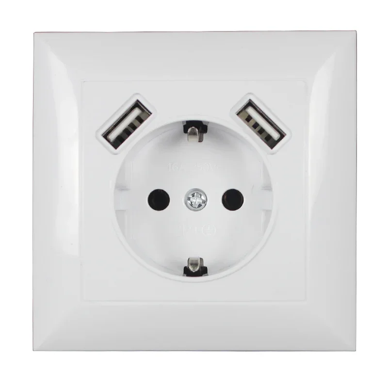 USB Wall Socket charger Double USB Port 5V 2A Usb enchufes para pared outlet high quality white color VM-01