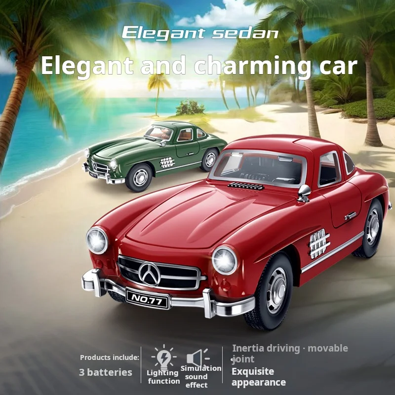 1:32 300SL for Benz Car Model Sound and Light Pull Back Children's Toy Collectibles Birthday Gift Toys for Kids