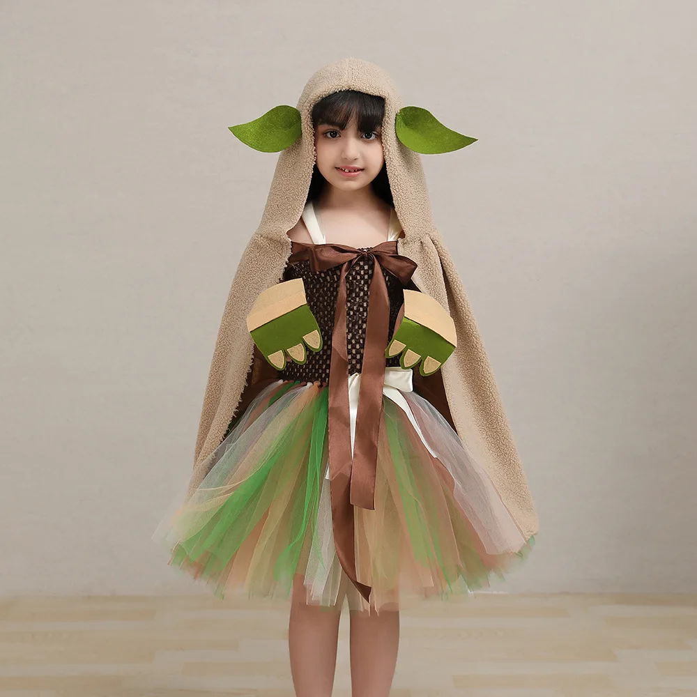 Halloween Tulle Tutu Dress Matching Set Layered Mesh Flowy Gown Soft Ruffle Outfit Cross-border Garment Stage Performance Wear