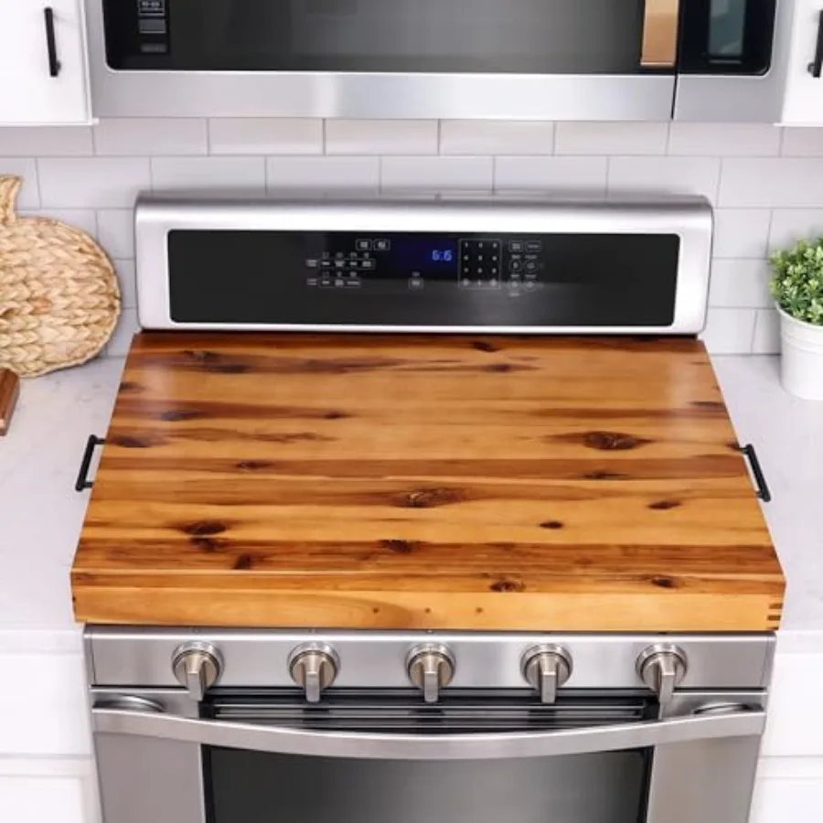 

Stove Top Covers for Electric Stove wi Handles 30"x22" Outer / 28.9"x20.8" (Inner) - ia Wood Noodle Board for Gas Stovetop - St
