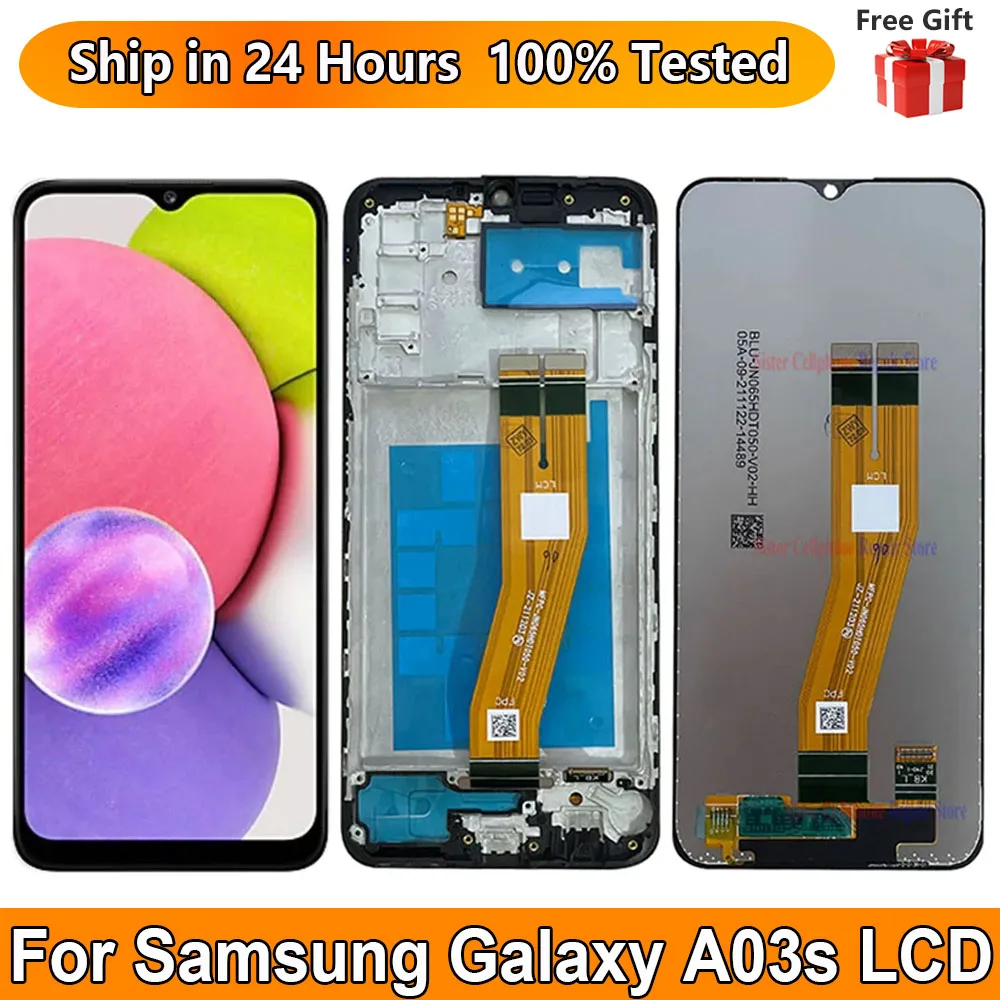 

6,5 "Новый ЖК-дисплей для Samsung Galaxy A03s, сенсорный экран, датчик дигитайзера в сборе, Замена для Samsung A03s A037 с рамкой