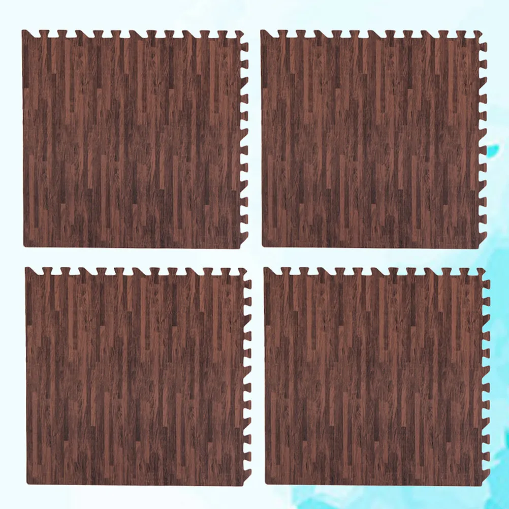 8Pcs 30Cm Square Eva Foam Interlocking Mat for Kids Play Floor Exercise Yoga Gym Home Use Dark Wood Grain Pattern