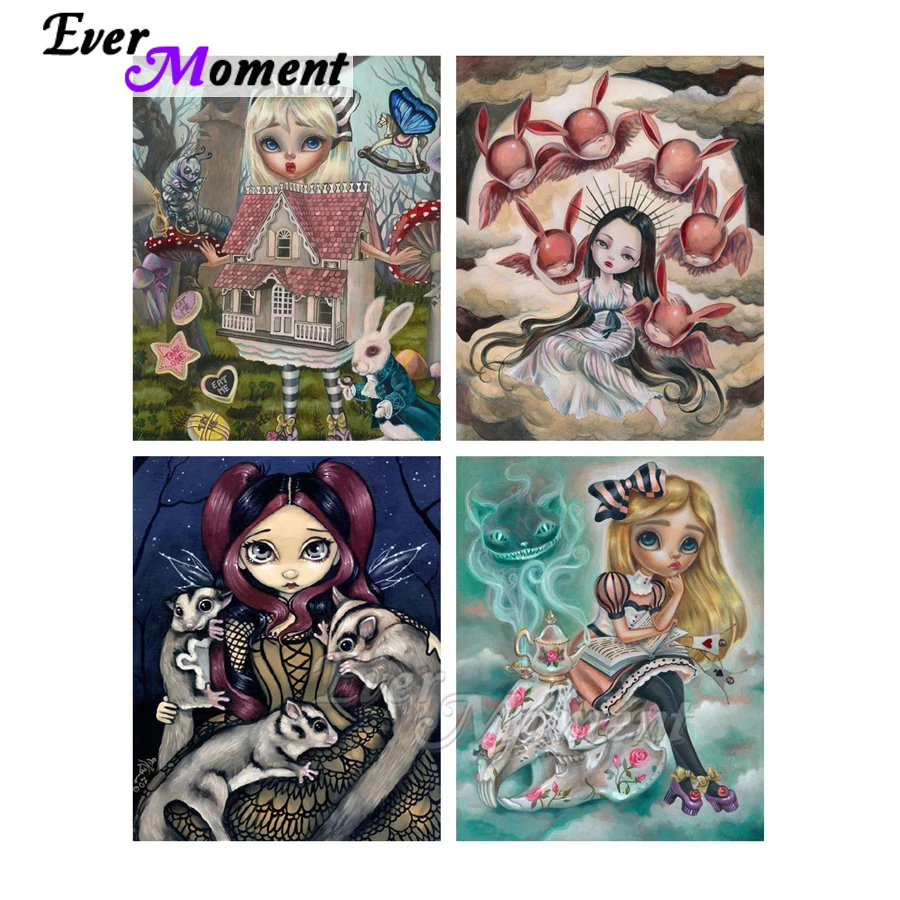 Ever Moment Diamond Art Painting Kit Little Girl Cartoon Diamond Embroidery Mosaic Cross Stitch Handmade Gift 5L1514