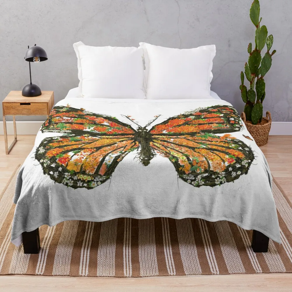 The Monarch Butterfly Throw Blanket warm for winter Bed covers Sofas Blankets