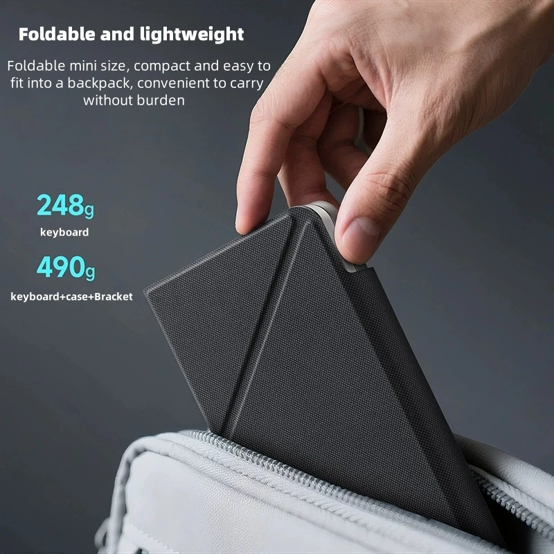 2-in-1 folding Bluetooth keyboard tablet laptop external touch keyboard leather case stand portable - Image 5