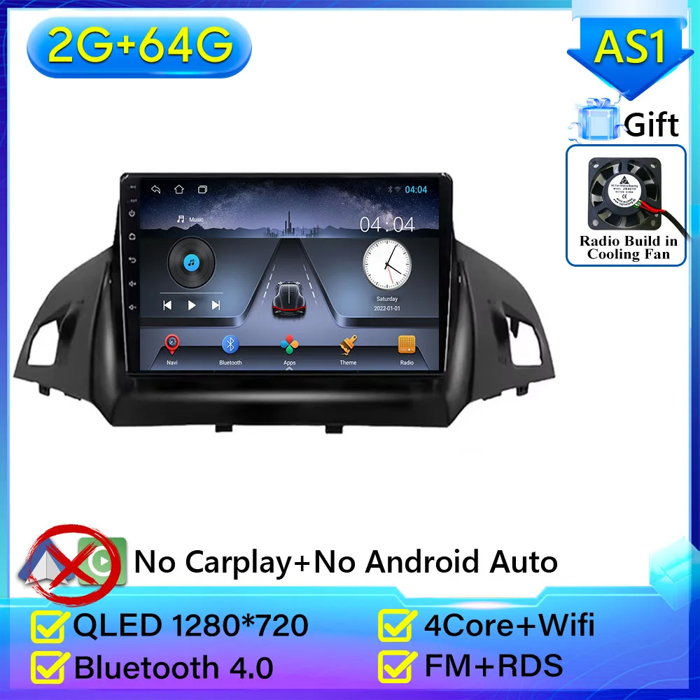 Autoradio Carplay Voor Ford C-MAX Kuga 2 Escape 3 2012-2019 Navigatie GPS Android Auto Bluetooth Multimedia Speler Geen 2din DVD - afbeelding 1