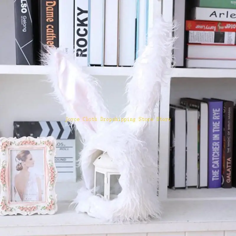 مضحك رقيق أفخم الدافئة الأرنب قبعة لطيف طويل آذان أرنب تأثيري حلي كامل القبعات قبعة حزب الحسنات صور الدعائم عيد الفصح 10CD