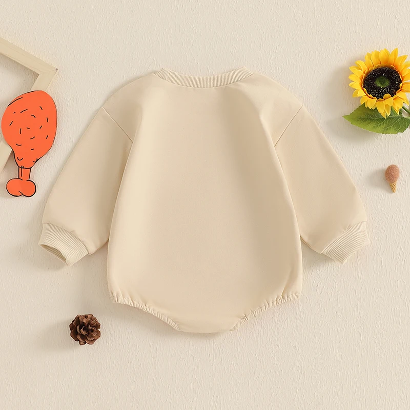 ベビー秋バブルロンパースルースターレタープリント長袖クルーネックスウェットシャツジャンプスーツ