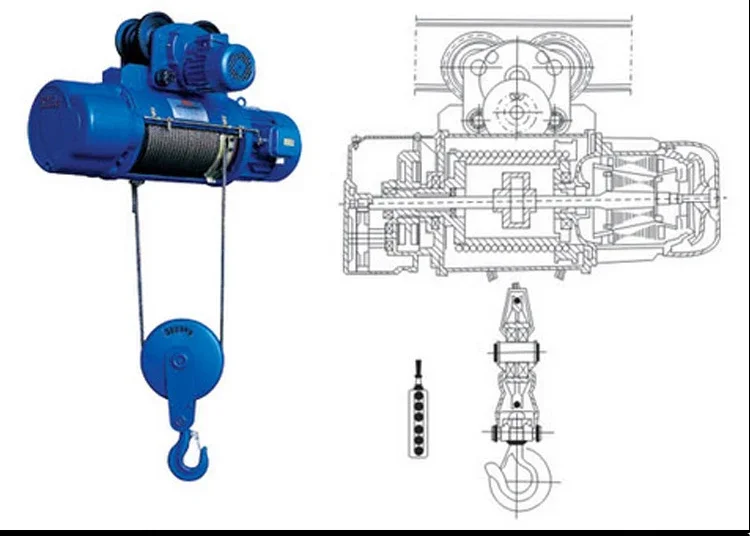 CD1 Wire Rope Hoist Electric Winch 10 Ton Crane