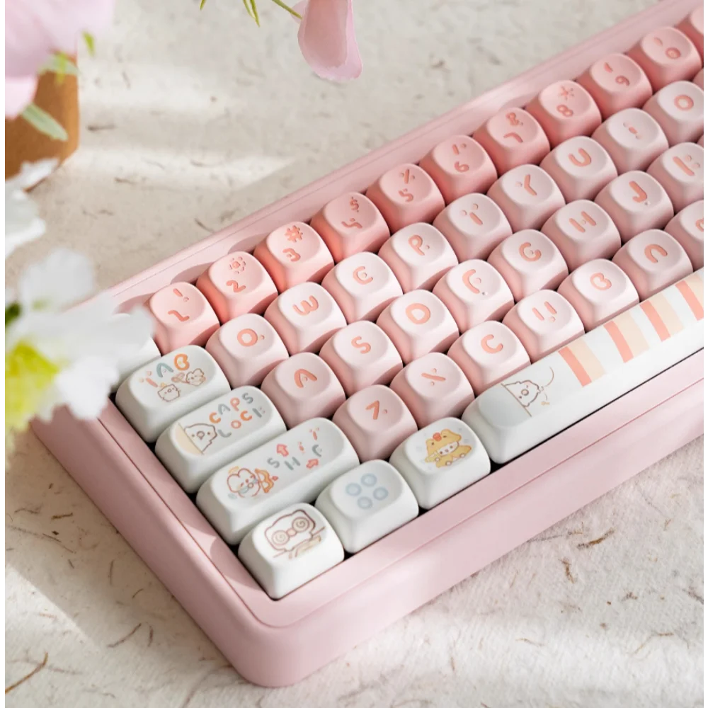 Imagem -05 - Bonito Binário Rosa Moa Keycaps Pbt 145 Chaves Personalizado Personalizado Original Teclado Mecânico mx Switch 60 64 84 98 108