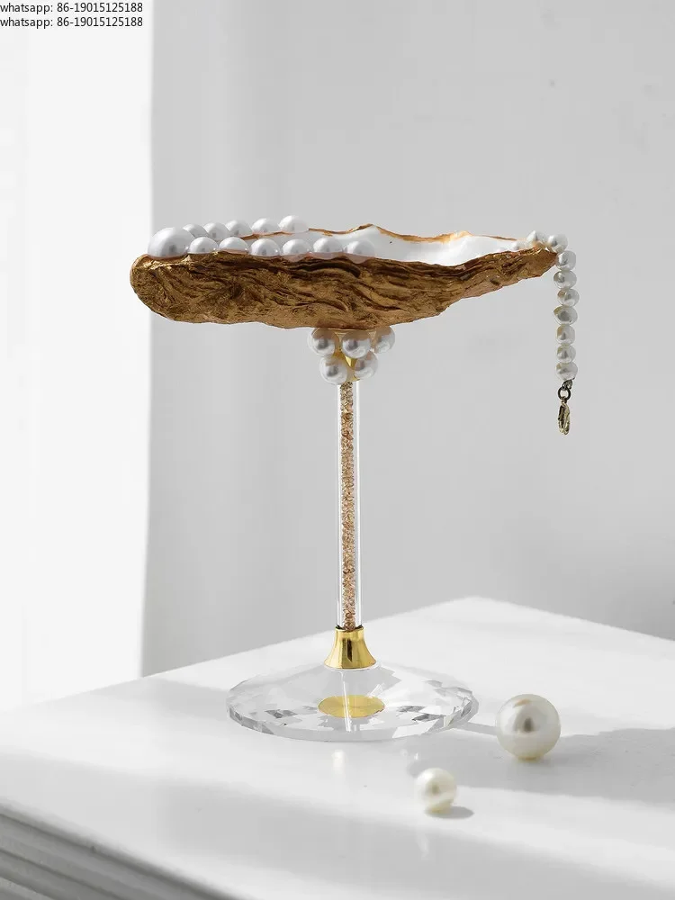 

Креативный поднос для украшений из перламутра ручной работы, высококачественный, легкий люкс, золотой, декоративный, для хранения.