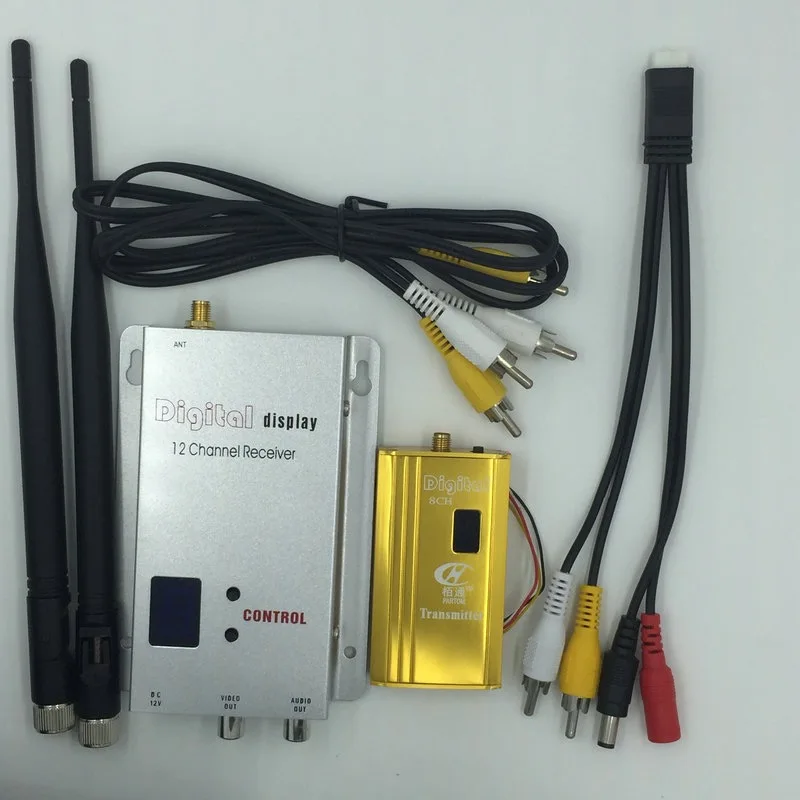 

1,2 ГГц 1,5 Вт беспроводной аудио-видео передатчик приемник 1500 мВт 8-канальный цифровой дисплей металлический передатчик 12CH аксессуары