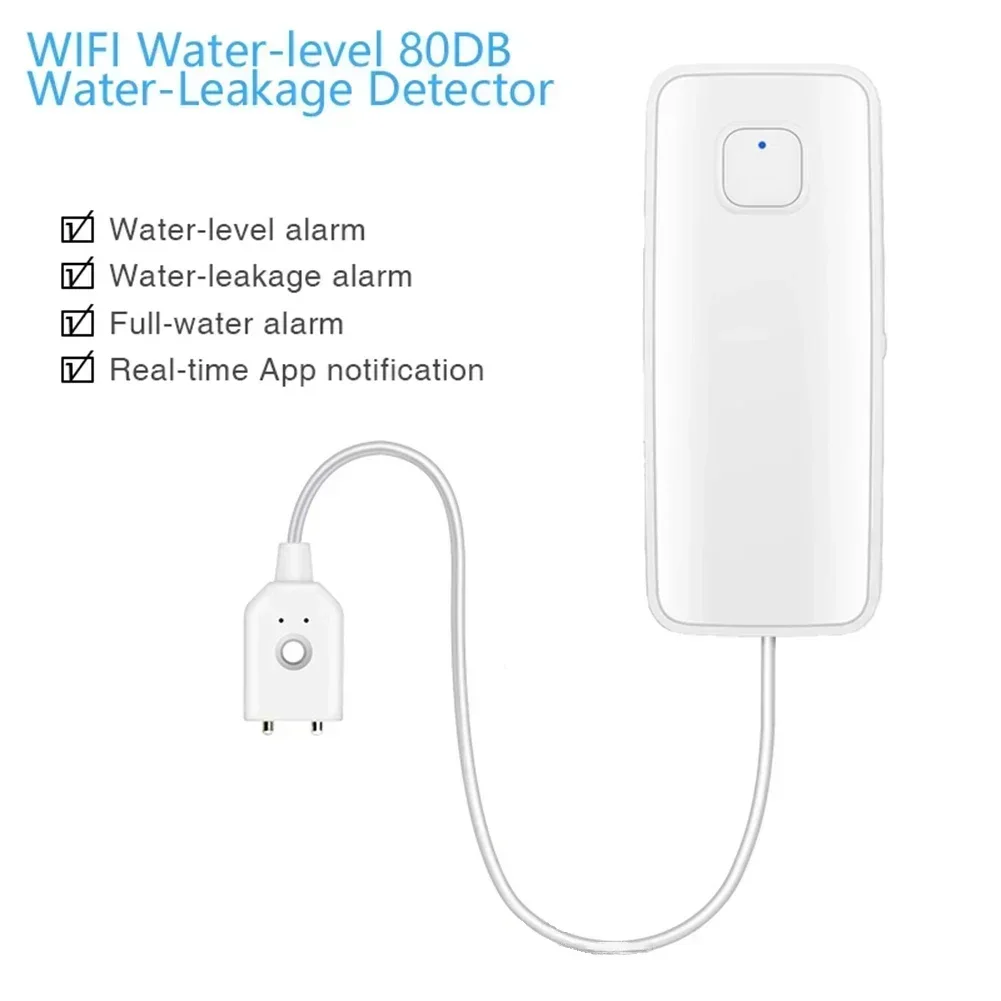 Compatible For WiFi Water Leakage Sensor Overflow Level Detector Sound Alarm System Flood Leakage Sensor Remote Monitor