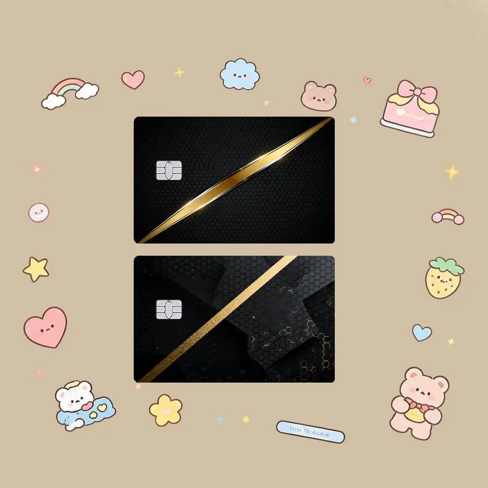 Black Card Stickers Credit Card DIY Card Protector Stickers Waterproof Film Skin Cover