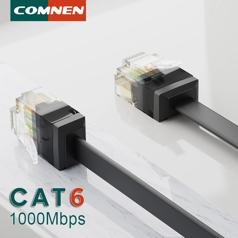 COMNEN-Cabo de rede Ethernet plana, LAN UTP Patch, 6A Rede para Máquina, Sala, Roteador, Laptop, RJ45, CAT6
