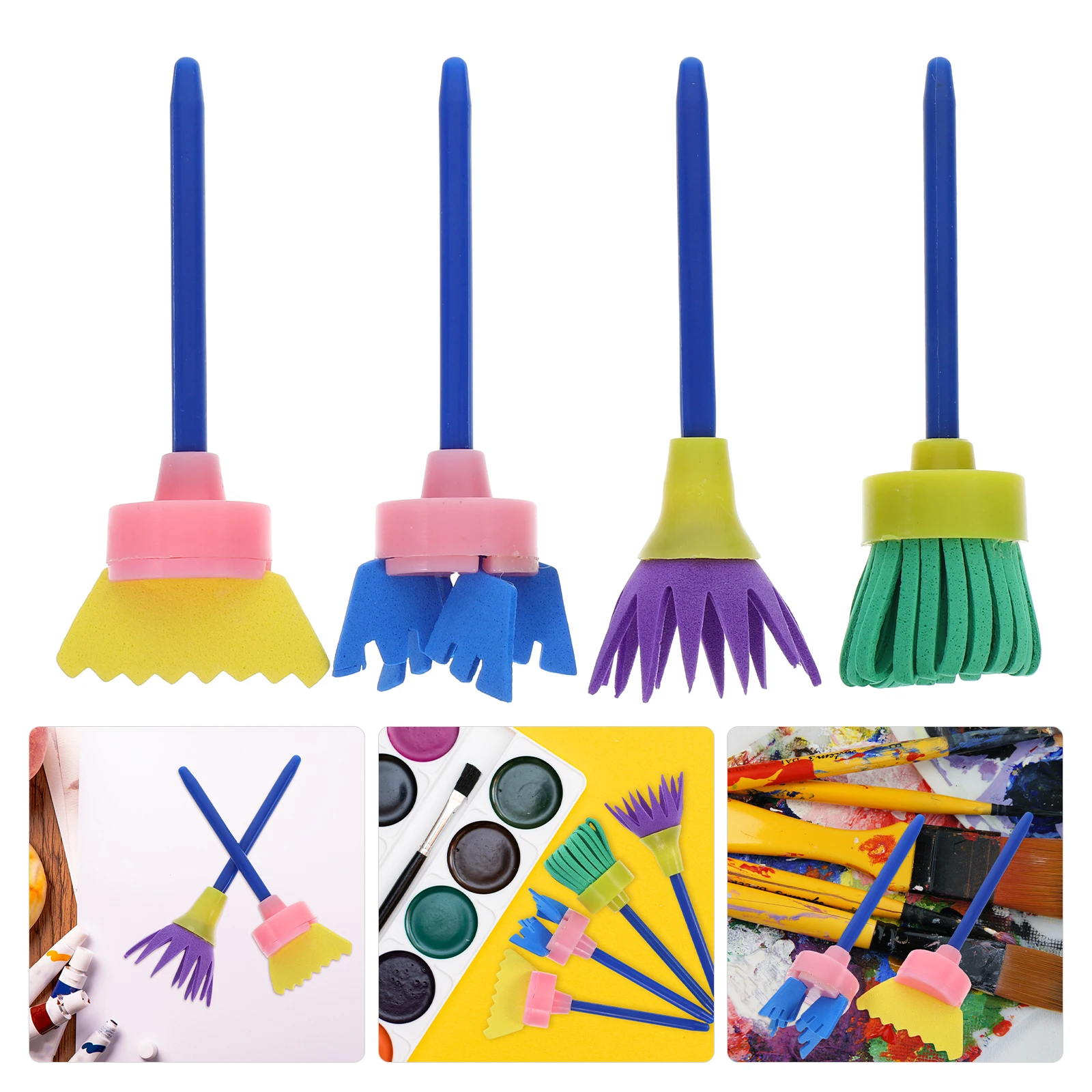 

4Pcs Kids Painting Sponge Brush Set Eva Stamps for DIY Art Projects Reusable Soft Foam Brushes Creative Craft Tools for Painting