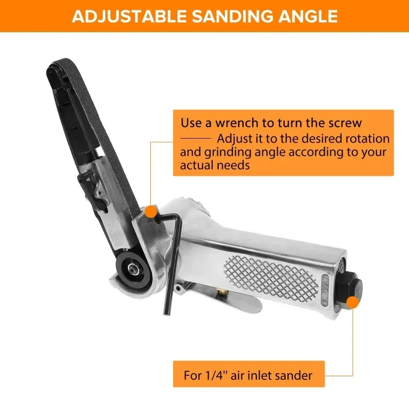 3/8 Inch Mini Air Belt Sander with Sanding Belts Heavy Duty Pneumatic Sanding Buffing Tools Air Angle Grinding Machine 330x10mm