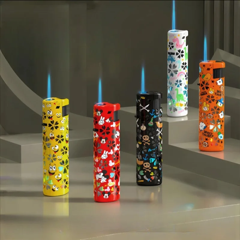 Metal Portable Cigarette Case Lighter Windproof Blue Flame Direct Spray Circulating Inflatable Lighter Cigarette Accessories - Image 2
