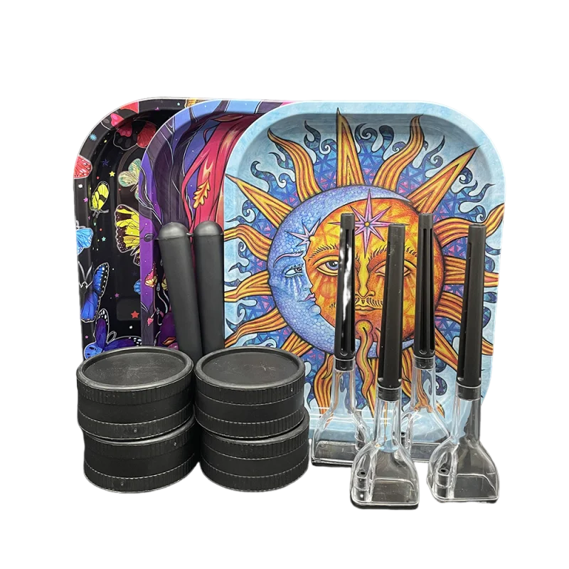 

5 шт., пластиковый роликовый аппарат, трубка для хранения, контейнер, банка, инструмент, металлический скалка, 18X14 см, измельчитель трав, набор для табака, набор для курения