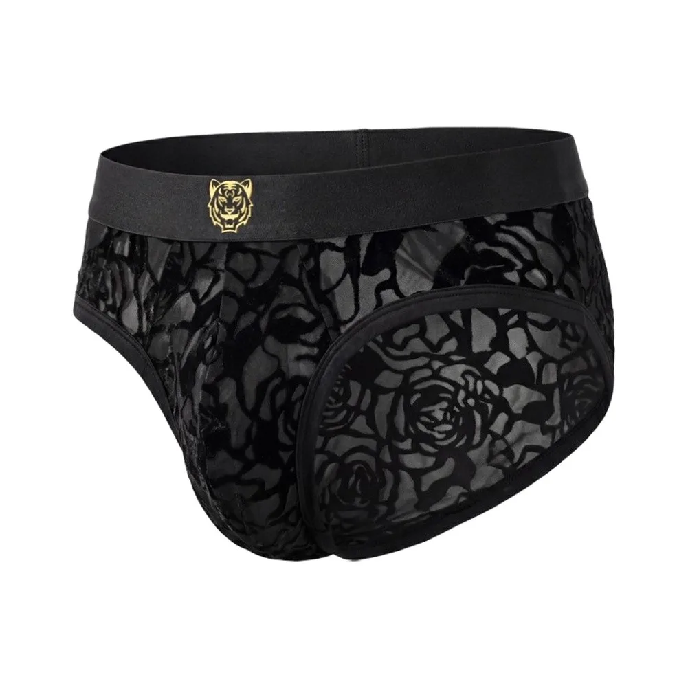 Men Sexy Thin Daily Intimate Low Rise Breathable Underwear Lace Cold Extreme Bulge Pouch Breathable Briefs Panties