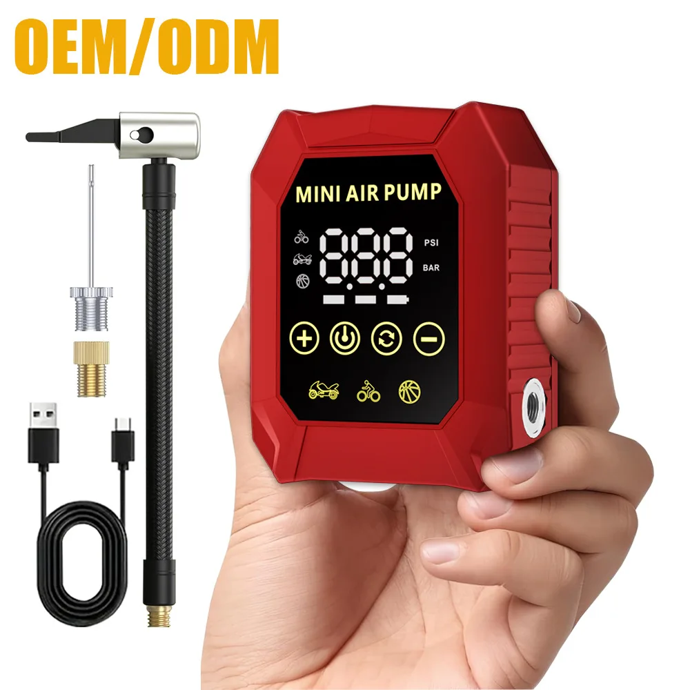 Mini bomba de ar portátil 150PSI sem fio, inflador de pneus digital recarregável, compressor de ar elétrico para carro, motocicleta, bicicleta e bolas.