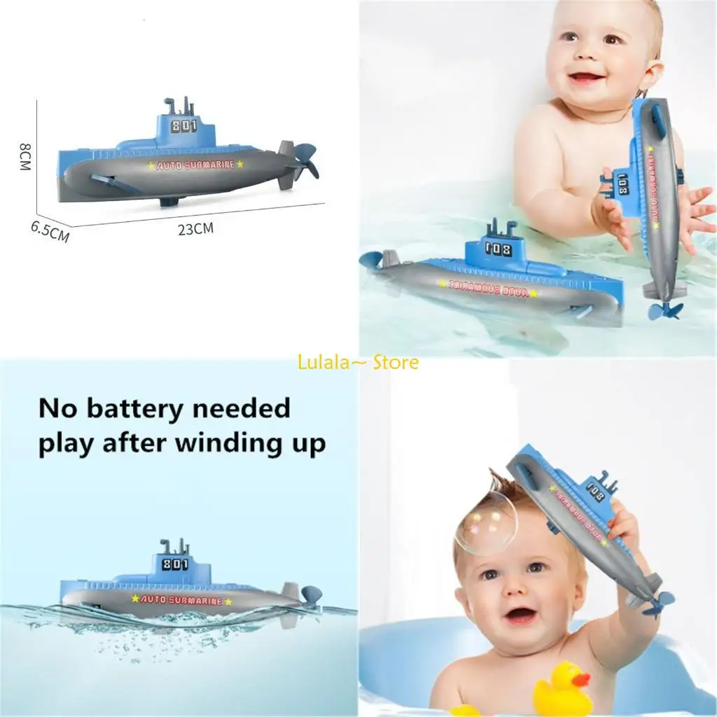 Brinquedo Aquático de Corda Y4QA 24cm: Barco de Velocidade para Piscina, Praia e Banheiro - Desenho Animado para Bebês