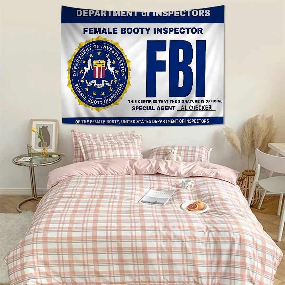 Police FBI Anime Tapestry Hippie Flower Wall Carpets Dorm Decor Cheap Hippie Wall Hanging
