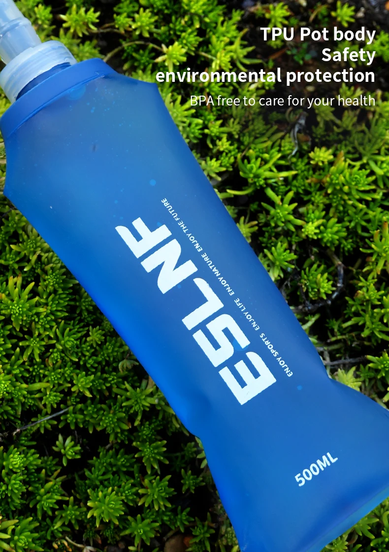 500 ml zusammenklappbare Wasserflasche, weiche Flasche, BPA-frei, faltbar, TPU, Outdoor-Sport, tragbarer Wasserbeutel für Laufen, Camping – Detail 3