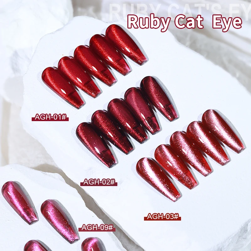 AS 15ml Cherry Ruby Red Cat Eye Gel Nail Polish Chameleon Magnetic Gel Soak Off UV LED Cateye Nail Varnish Gel For Manicure