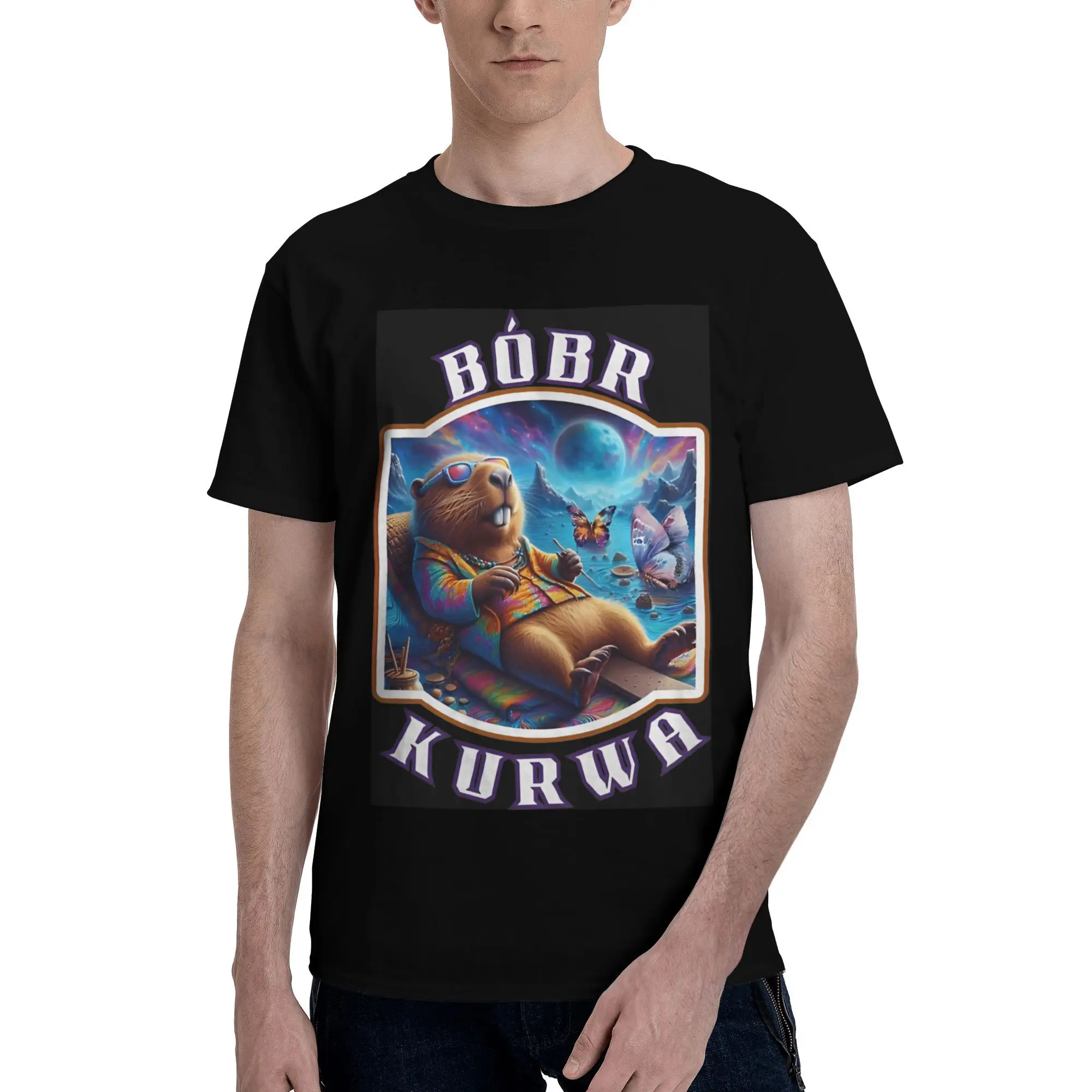 

Bobr Kurwa Meme T Shirts Men Cotton Creative T-Shirt Round Neck Tee Shirt Short Sleeve Clothes Classic