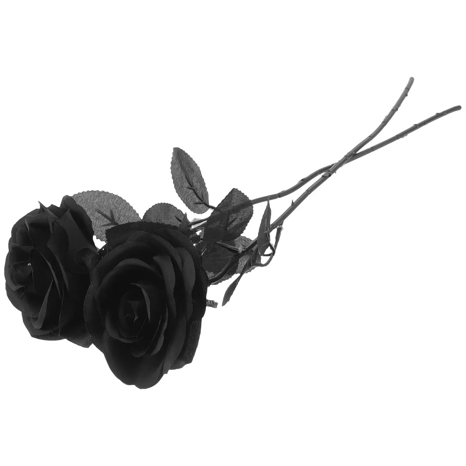 

2Pcs Simulation Black Rose Decor Plastic Handmade Flower Photography Prop Home Office Cafe Retro Style