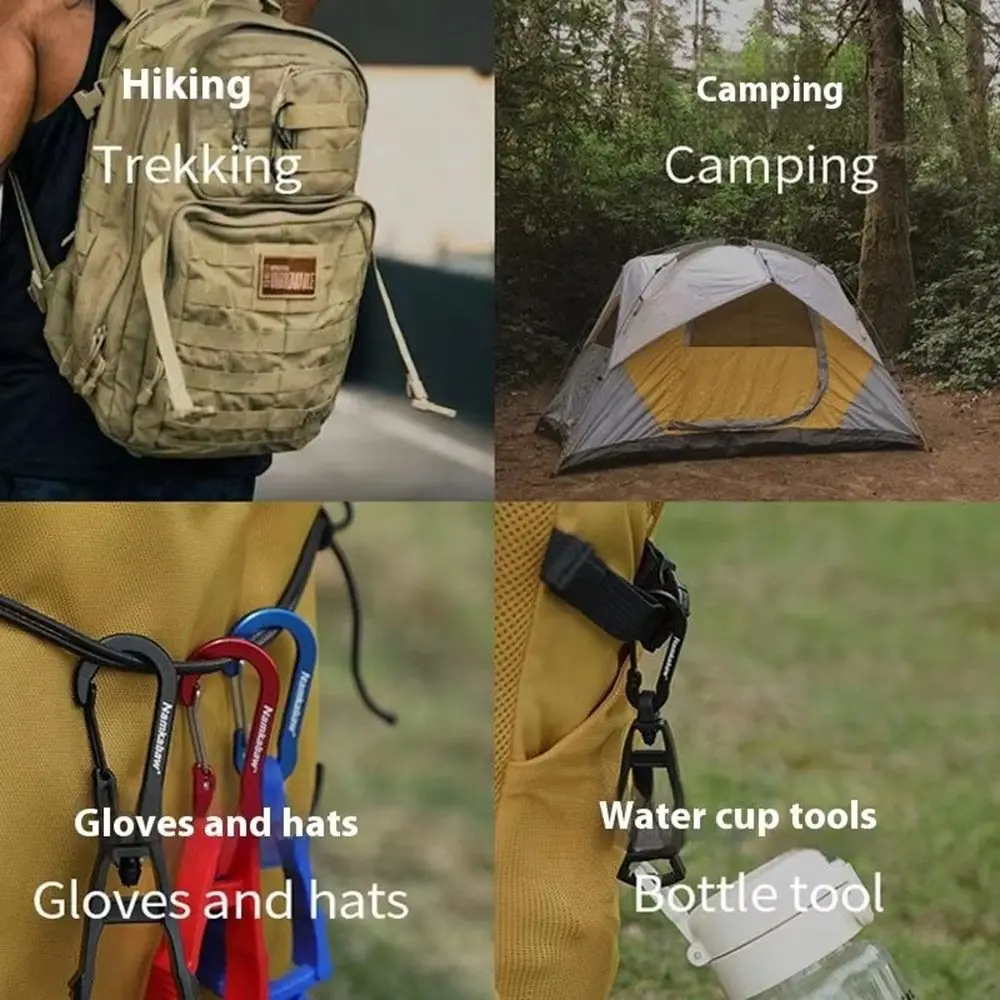Durable Anti-loss Anti-drop Hook Detachable 360° Rotation Work Glove Clip with Lock Z-shaped Keys Safety Clamp Camping Tools