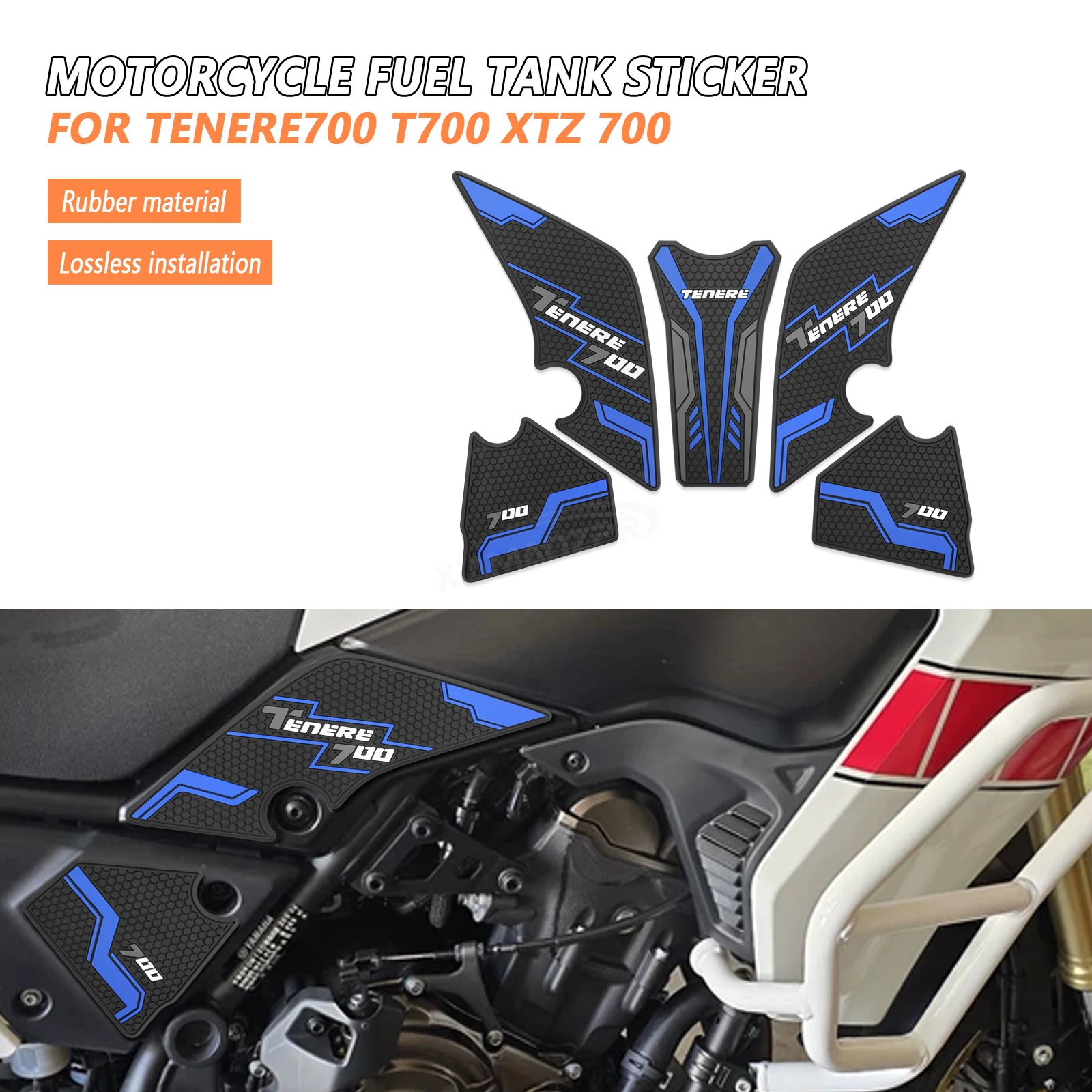 Motorcycle fuel tank pad Sticker Gas Knee Grip Traction Side Pad Decal For YAMAHA TENERE700 T700 XTZ 700 2019 2020-2021 2022