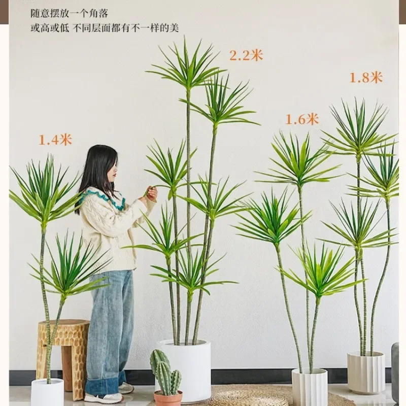 Light luxury living room simulated green plants, dragon blood tree agave fake tree plants potted plants, interior decoration
