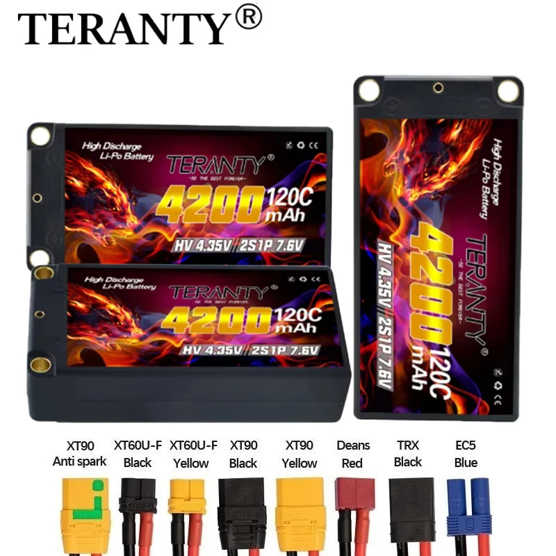 

Upgradedl TERANTY 7.6V 2S 4200mAh 120C HV Lipo Battery compatible with 1/10 remote control racing RC model tank lithium battery