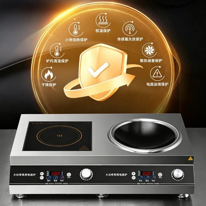 

Stainless steel induction cooker commercial high power flat and concave surface integration, double head stove cooker