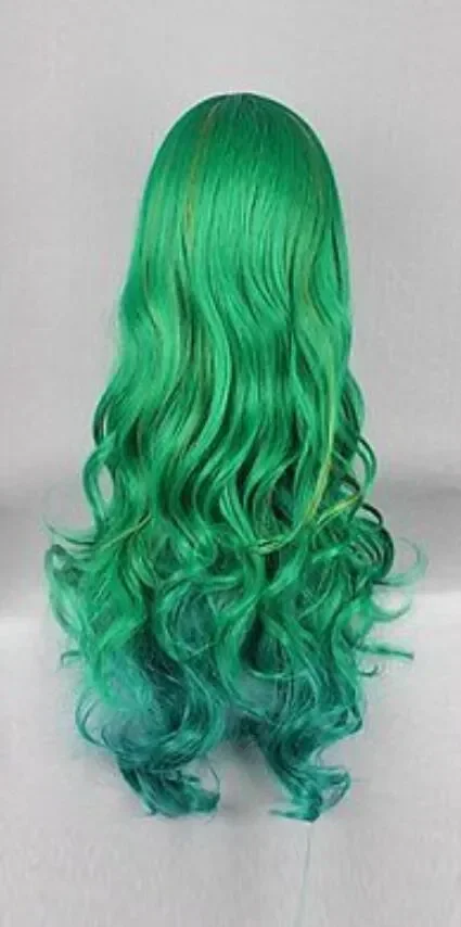 Long Green Blue & Brown Curly Anime Cosplay Wig