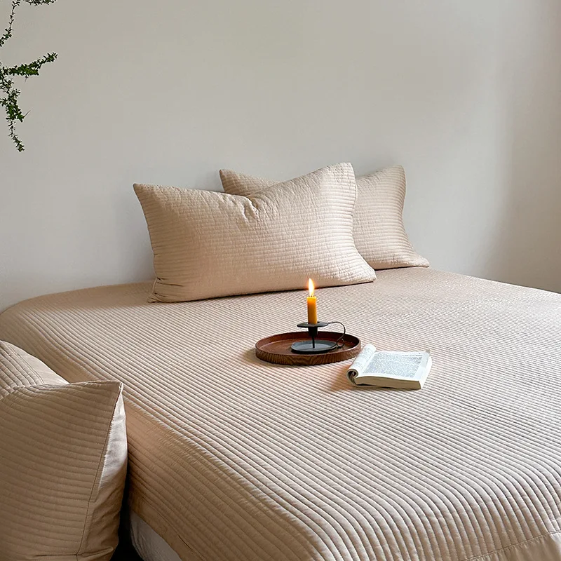 

Egyptian Cotton Quilt 3 Piece Set, 60S Close Joint Quilted Bedspread & Coverlet, Solid Color Bed Sheet for All Season